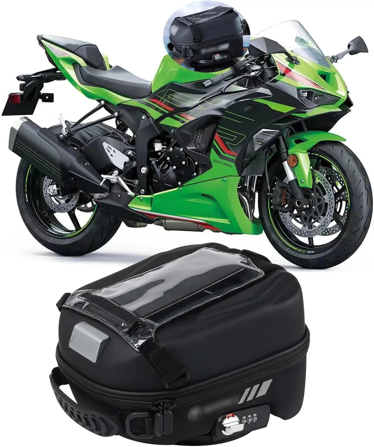 FOR ZX-6R ZX636 zx 6r zx636 2024 2025 accessories password fuel tank bag with fuel tank adapter ring navigation bag storage bag