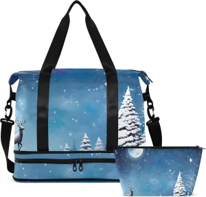 Forest Elk Milu Deer Gym Bag for Women & Men,Duffel Bag with Shoe Pocket,Weekender Overnight Bag with Trolley Sleeve for Travel 21215948