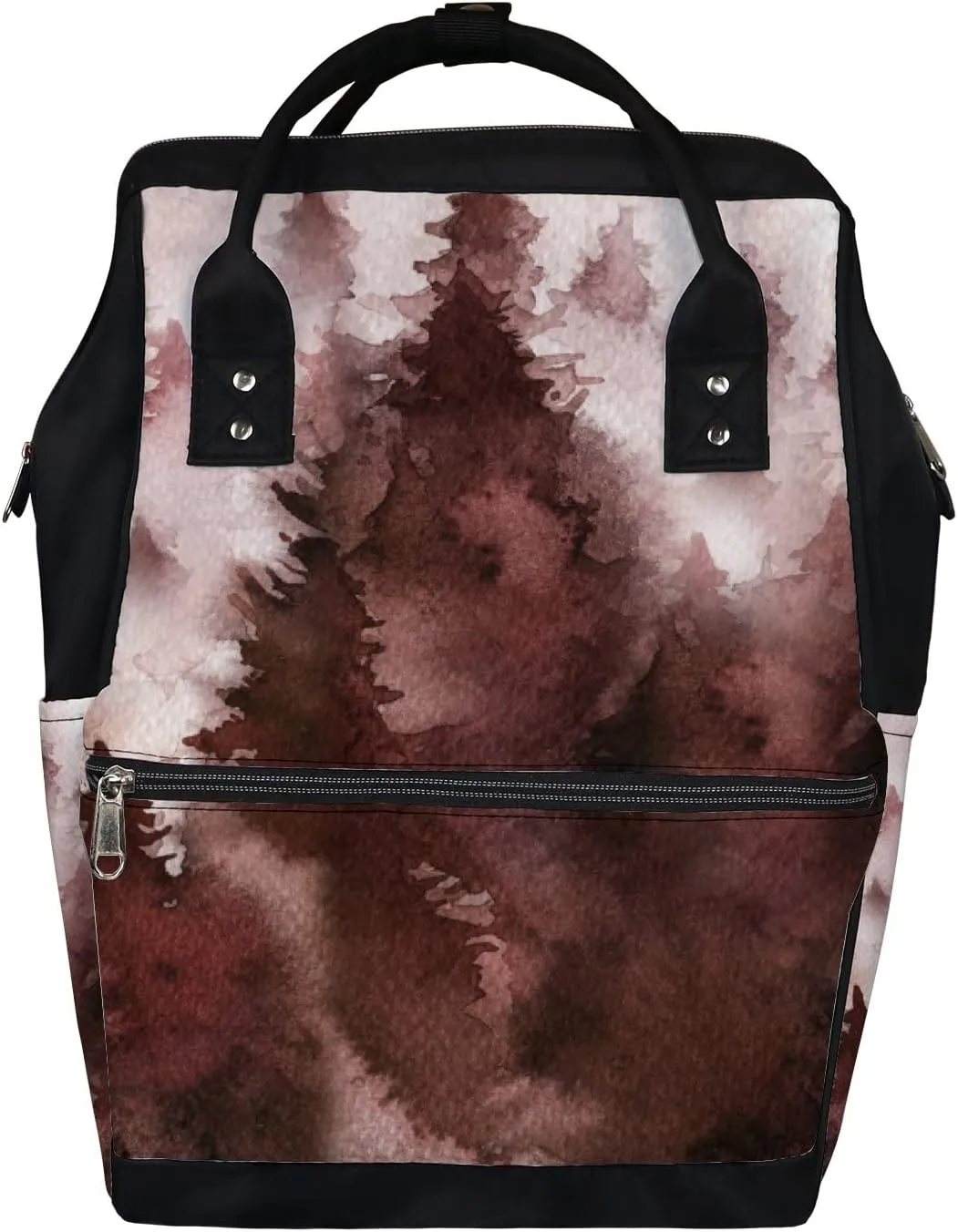 Forest Fir Trees Fog Watercolor Diaper Bag Backpack Waterproof Backpack Baby Nappy Changing Bag for Travel Large Capacity Durable and Stylish for Woman