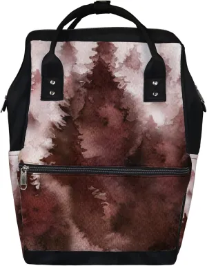 Forest Fir Trees Fog Watercolor Diaper Bag Backpack Waterproof Backpack Baby Nappy Changing Bag for Travel Large Capacity Durable and Stylish for Woman