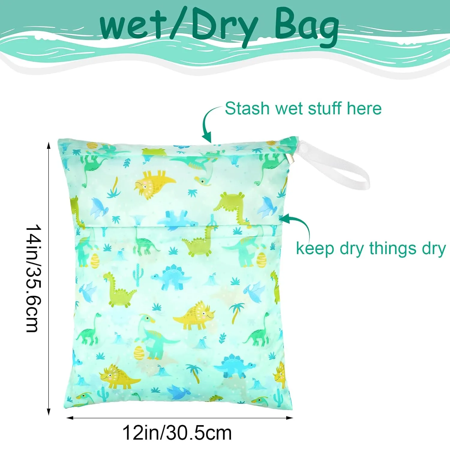 Frienda 4 Pieces Wet Dry Bag for Baby Waterproof Reusable Washable Diaper Bag Sealed with Handle for Travel, Beach, Swimsuit, Diapers, Dirty Gym Clothes and Toiletries (Animal)