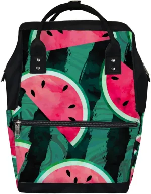 Fruity Watercolor Watermelon Diaper Bag Backpack Waterproof Backpack Baby Nappy Changing Bag for Travel Large Capacity Durable and Stylish for Woman