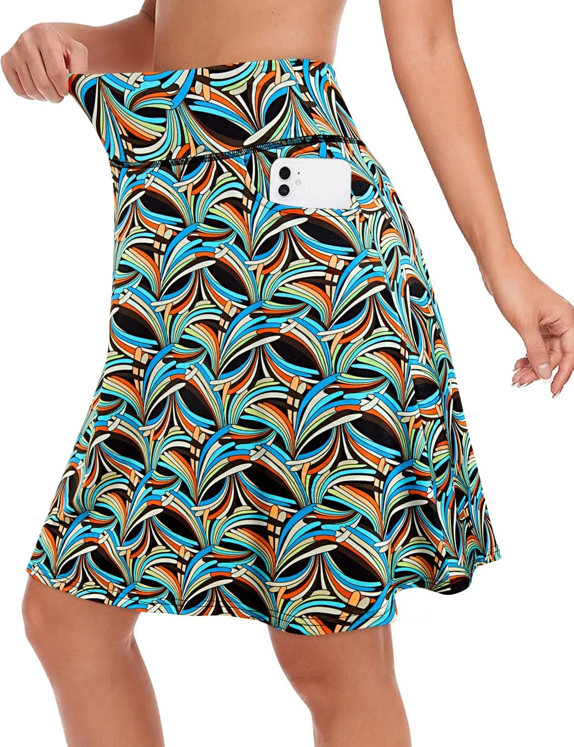 Fulbelle Golf Skorts Skirts for Women with 3 Pockets 20" Knee Length High Waisted Skorts