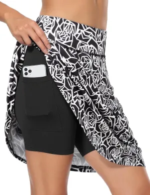 Fulbelle Golf Skorts Skirts for Women with 3 Pockets 20" Knee Length High Waisted Skorts