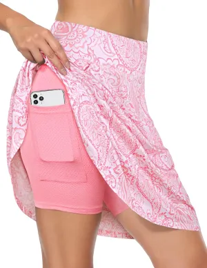 Fulbelle Golf Skorts Skirts for Women with 3 Pockets 20" Knee Length High Waisted Skorts