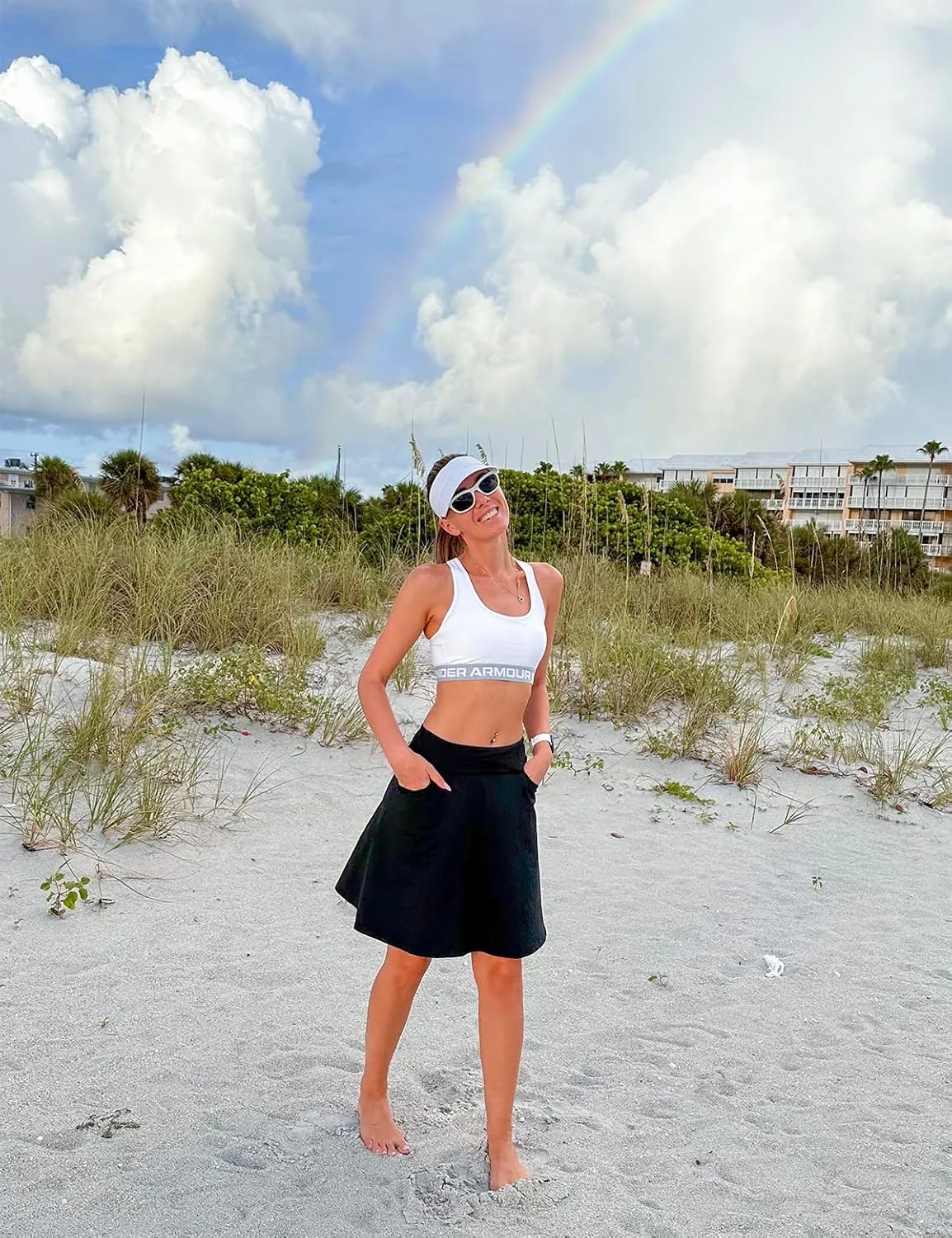 Fulbelle Golf Skorts Skirts for Women with 3 Pockets 20" Knee Length High Waisted Skorts