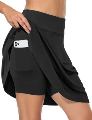Fulbelle Golf Skorts Skirts for Women with 3 Pockets 20" Knee Length High Waisted Skorts