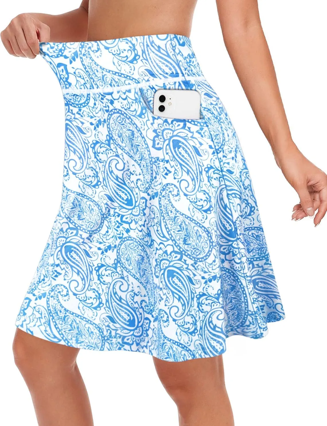 Fulbelle Golf Skorts Skirts for Women with 3 Pockets 20" Knee Length High Waisted Skorts