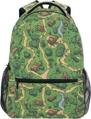 Fun Backpack for Teens Boys Girls Fashion Backpack with Chest Strap for College Work Game Map