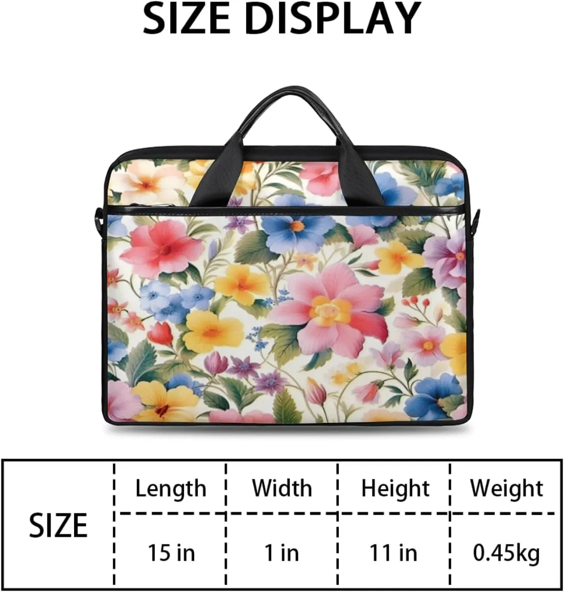 Fun Flowers Laptop Shoulder Bag for Tablet Computer Notebook Sleeve Messenger Carrying Case Briefcase Tote