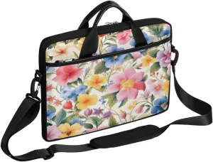 Fun Flowers Laptop Shoulder Bag for Tablet Computer Notebook Sleeve Messenger Carrying Case Briefcase Tote