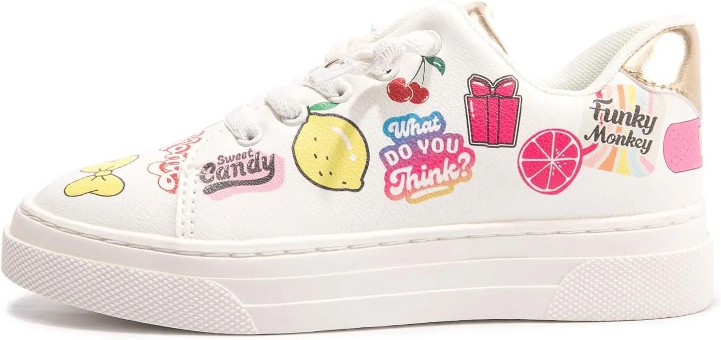 FUNKYMONKEY Kids Sneakers for Girls Boys Low Top Skate Shoe Little Kids/Big Kid Lace Up Casual Walking Shoes