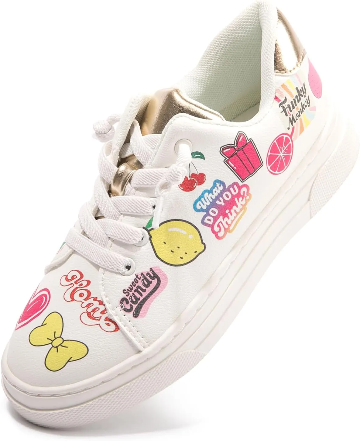 FUNKYMONKEY Kids Sneakers for Girls Boys Low Top Skate Shoe Little Kids/Big Kid Lace Up Casual Walking Shoes