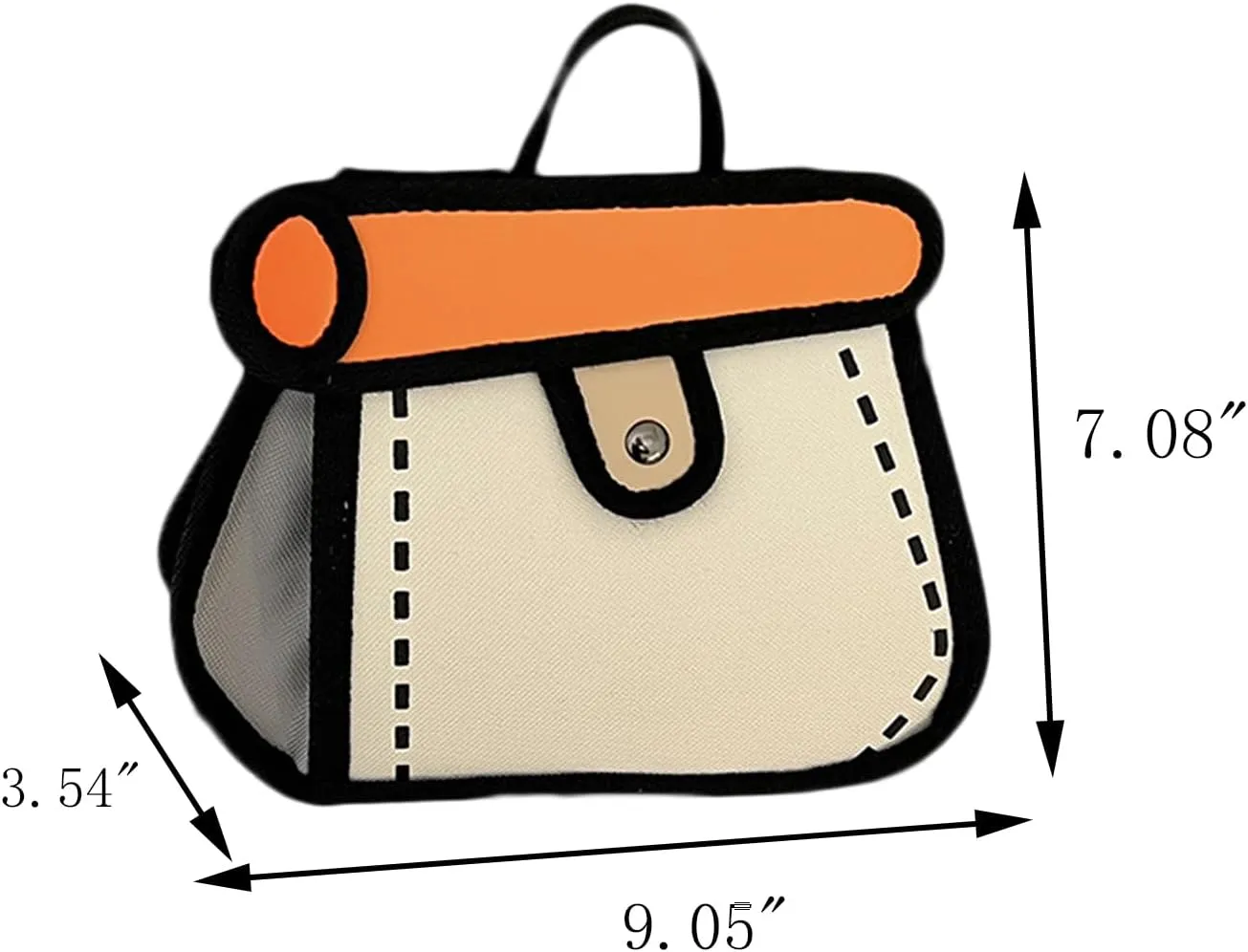 Funny 2D Cartoon Crossbody Bag Creative Cute Handbag 3D Style 2D Drawing Canvas Bag for Women & Men