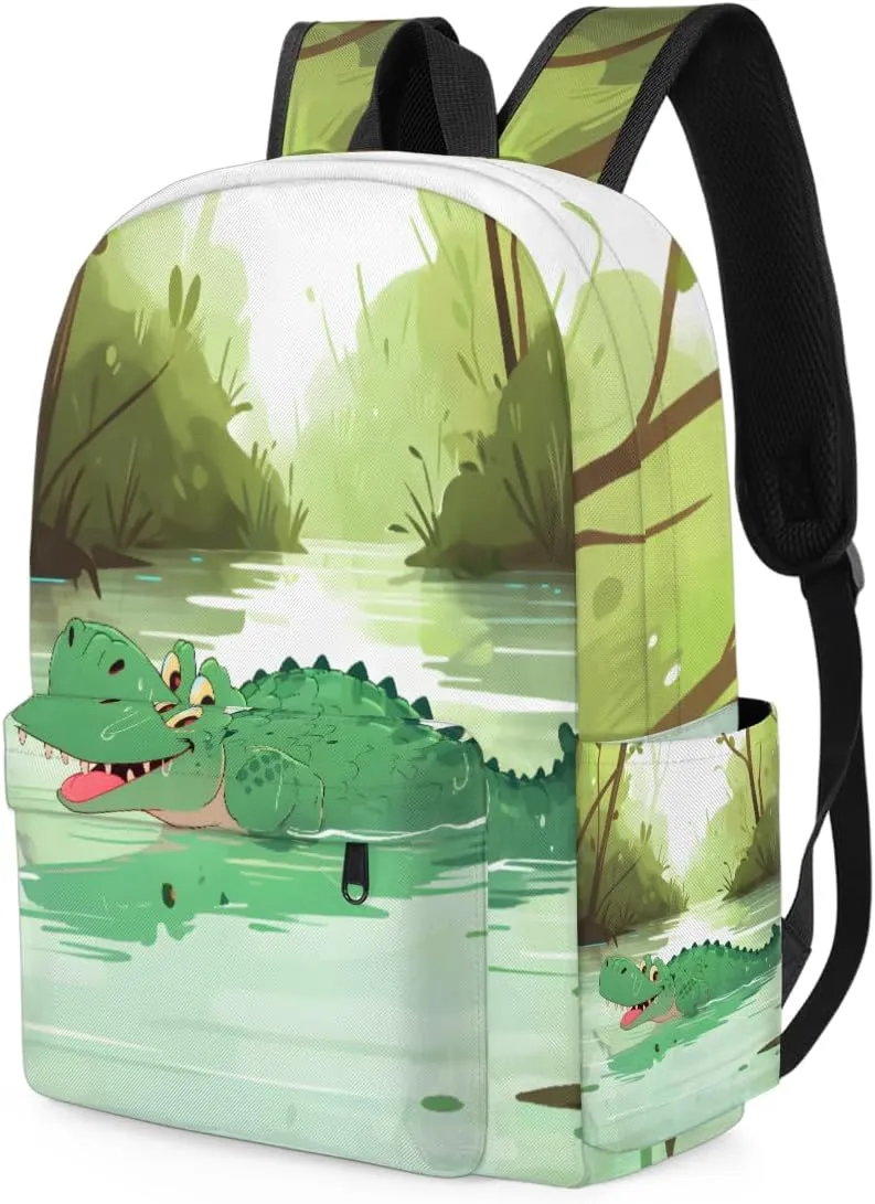 Funny Alligator Kids Backpack for Boys Girls Cute Animal Preschool Toddler Backpack Kindergarten Nursery Bookbag Travel Children Lightweight School Bag