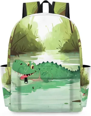 Funny Alligator Kids Backpack for Boys Girls Cute Animal Preschool Toddler Backpack Kindergarten Nursery Bookbag Travel Children Lightweight School Bag