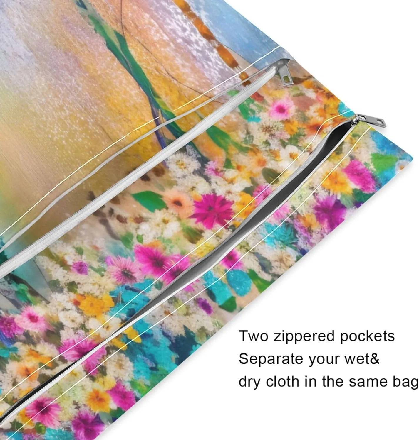 Funny Fishes Wet Dry Bag for Cloth Diaper, Swimsuit & Travel - Water Resistant Wet Bags - Perfect for Wet Clothes, Toiletries, Beach，2 Pack
