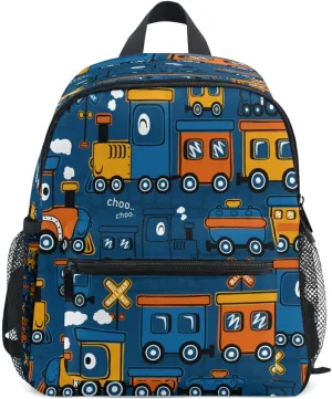 Funny Steam Train Toddler Backpack for Boy's/Girl's Cute Children Kindergarten School Book Bag with Chest Strap Cartoon Train One Size