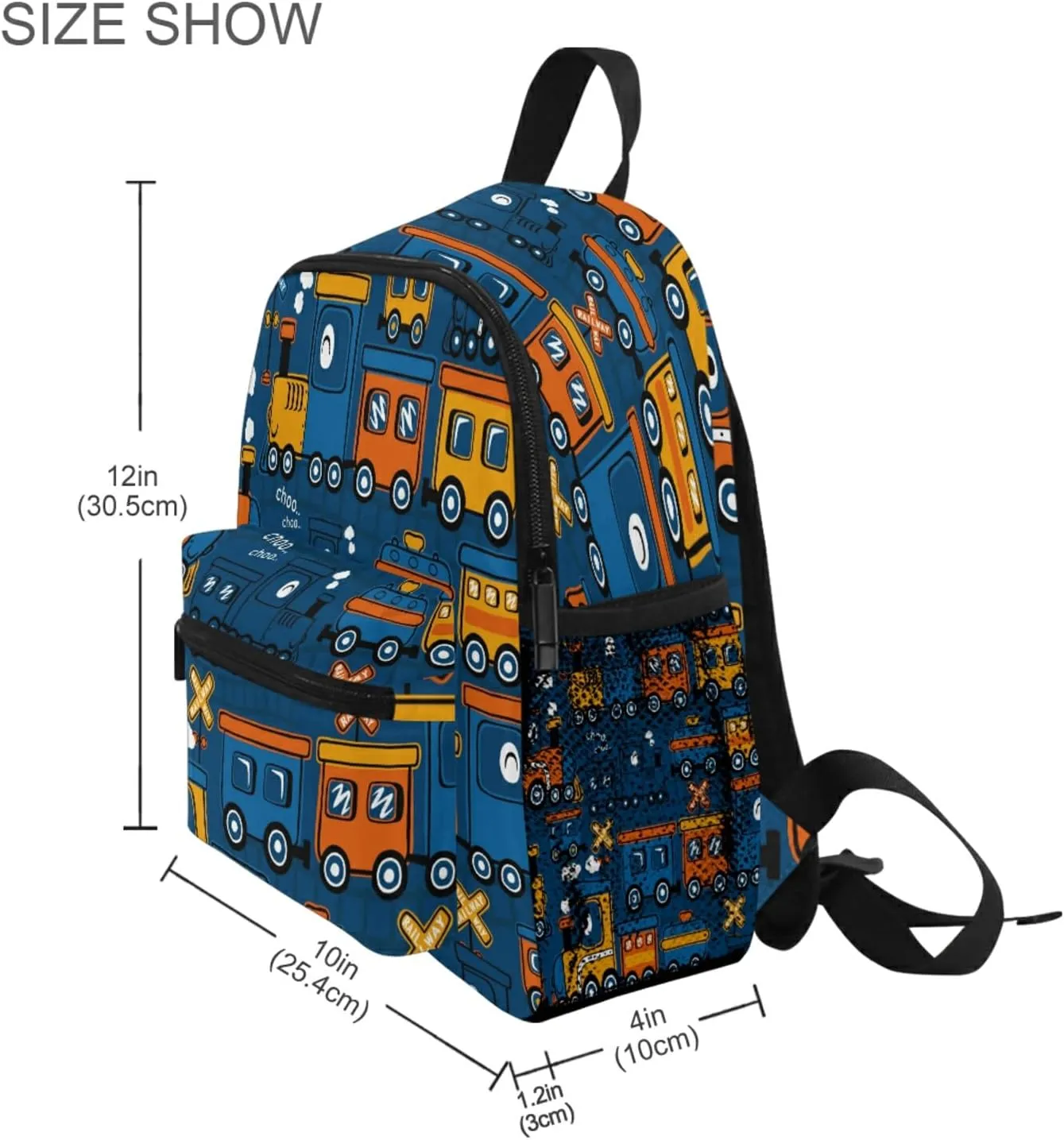 Funny Steam Train Toddler Backpack for Boy's/Girl's Cute Children Kindergarten School Book Bag with Chest Strap Cartoon Train One Size