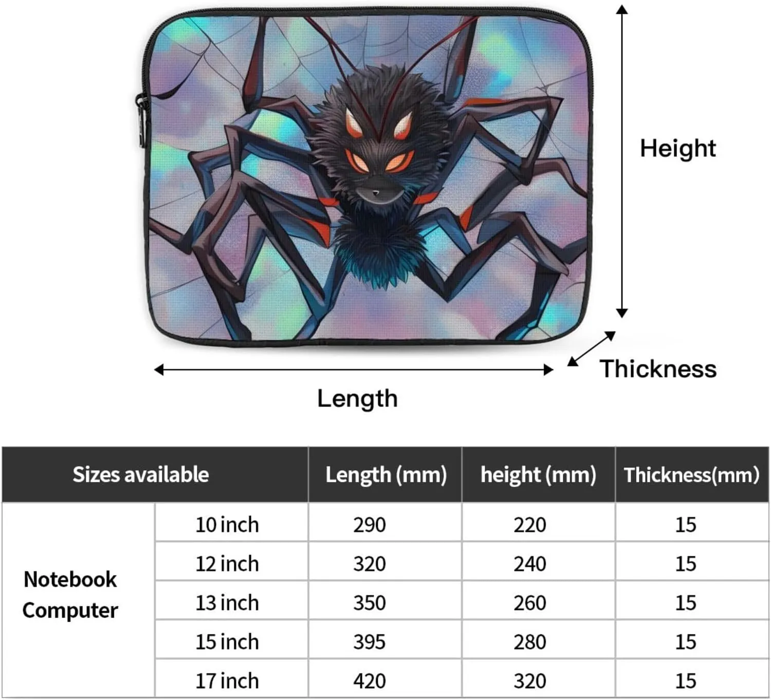 Furry Spider Laptop Inner Bag Laptop Sleeve Case Briefcase Carrying Laptop Cover