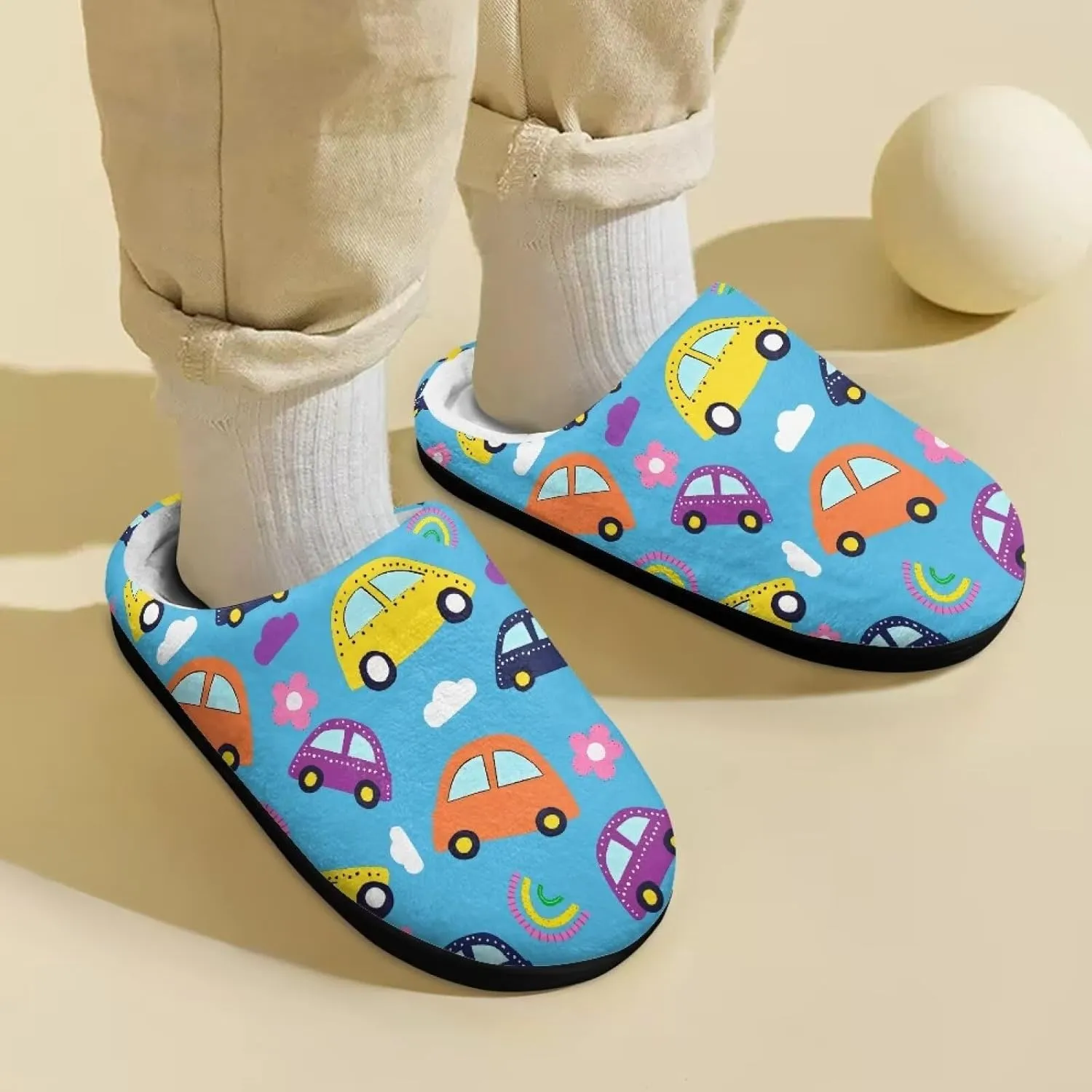 Fuzzy Slippers for Little Kids Boys Girls Cozy Warm Winter House Slippers Comfy with Non-Slip Sole SizeUS 9-15