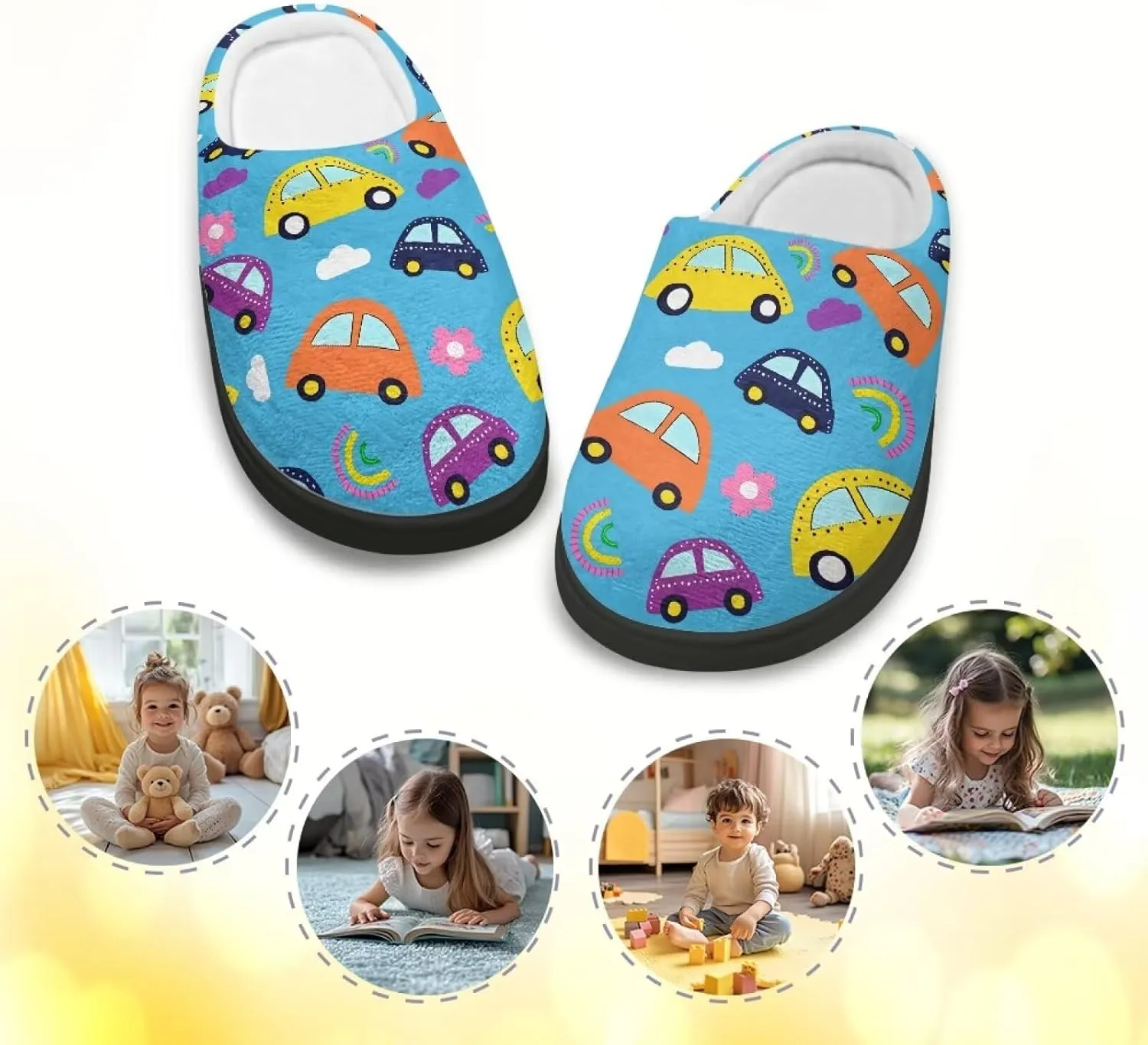 Fuzzy Slippers for Little Kids Boys Girls Cozy Warm Winter House Slippers Comfy with Non-Slip Sole SizeUS 9-15