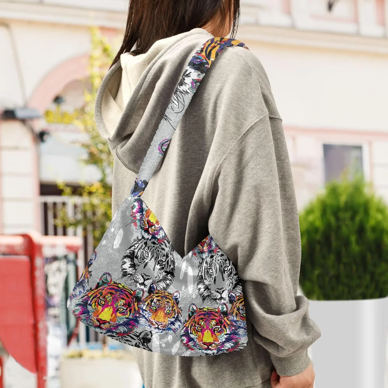 Fuzzy Tote Bag Fluffy Shoulder Bag Women Furry Purse Cute Plush Bag Ladies Ladies Pursesfor Autumn and Winter Multicolor 1