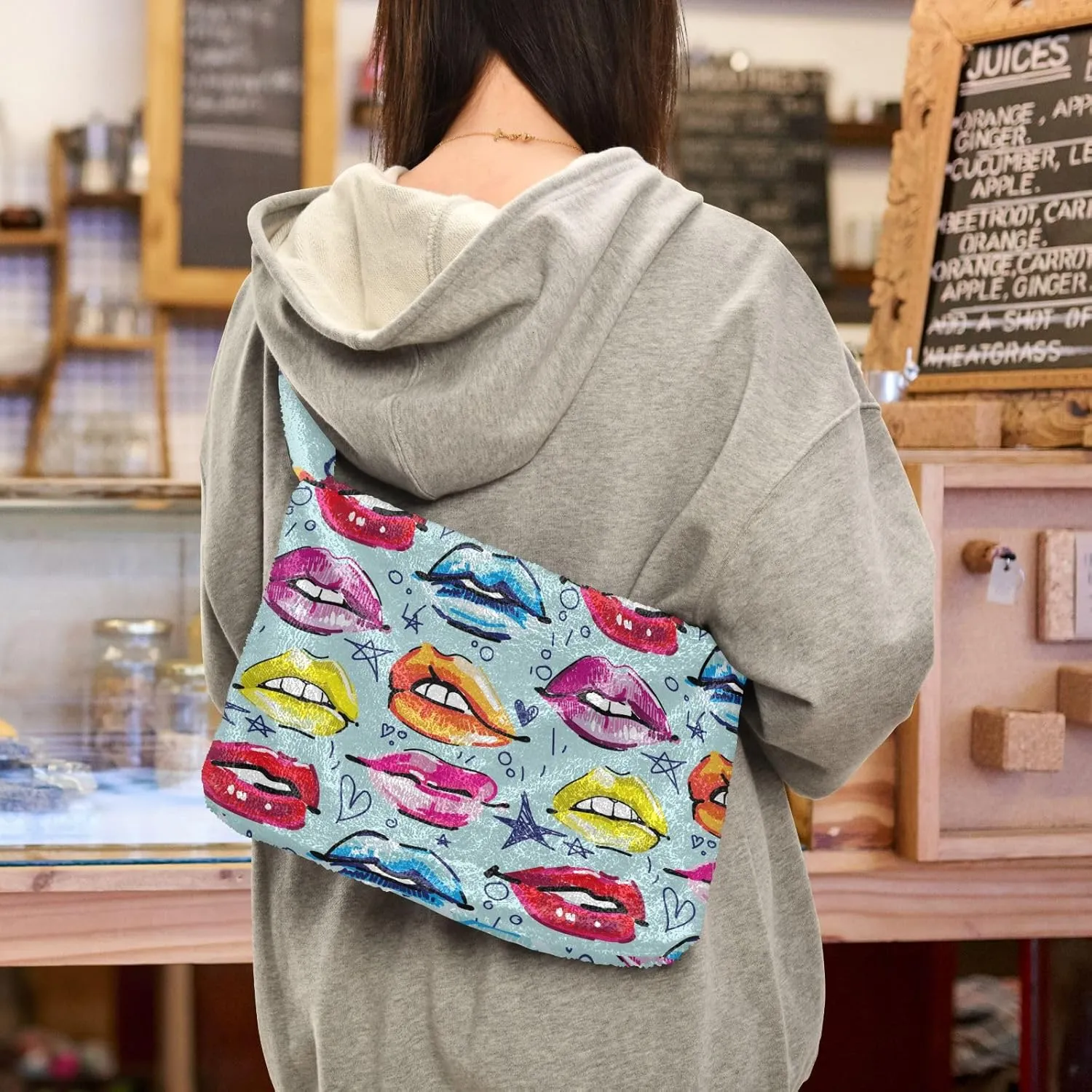 Fuzzy Tote Bag Fluffy Shoulder Bag Women Furry Purse Cute Plush Bag Ladies Ladies Pursesfor Autumn and Winter Multicolor 1