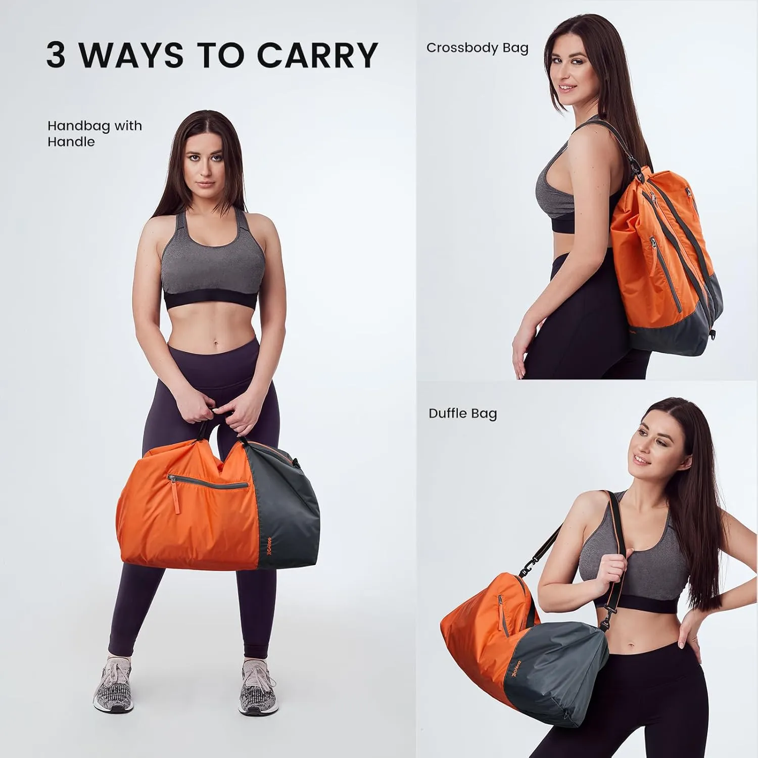 G4Free 40L Large Gym Duffle Bag with Wet Pocket for Travel Overnight Carry On Duffel Bag Women Men (Orange)