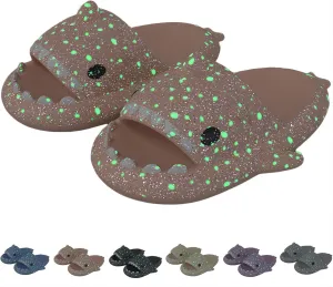 Galaxy Shark Slides, Luminous Shark Slippers, Glow in the Dark Thick Sole Non-slip Open Toe Shark Slippers