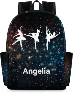 Galaxy Universe Dance Customized Kids Backpack for Girls Ballet Personalized Preschool Toddler Backpack Kindergarten Nursery Bookbag Travel Children School Bag