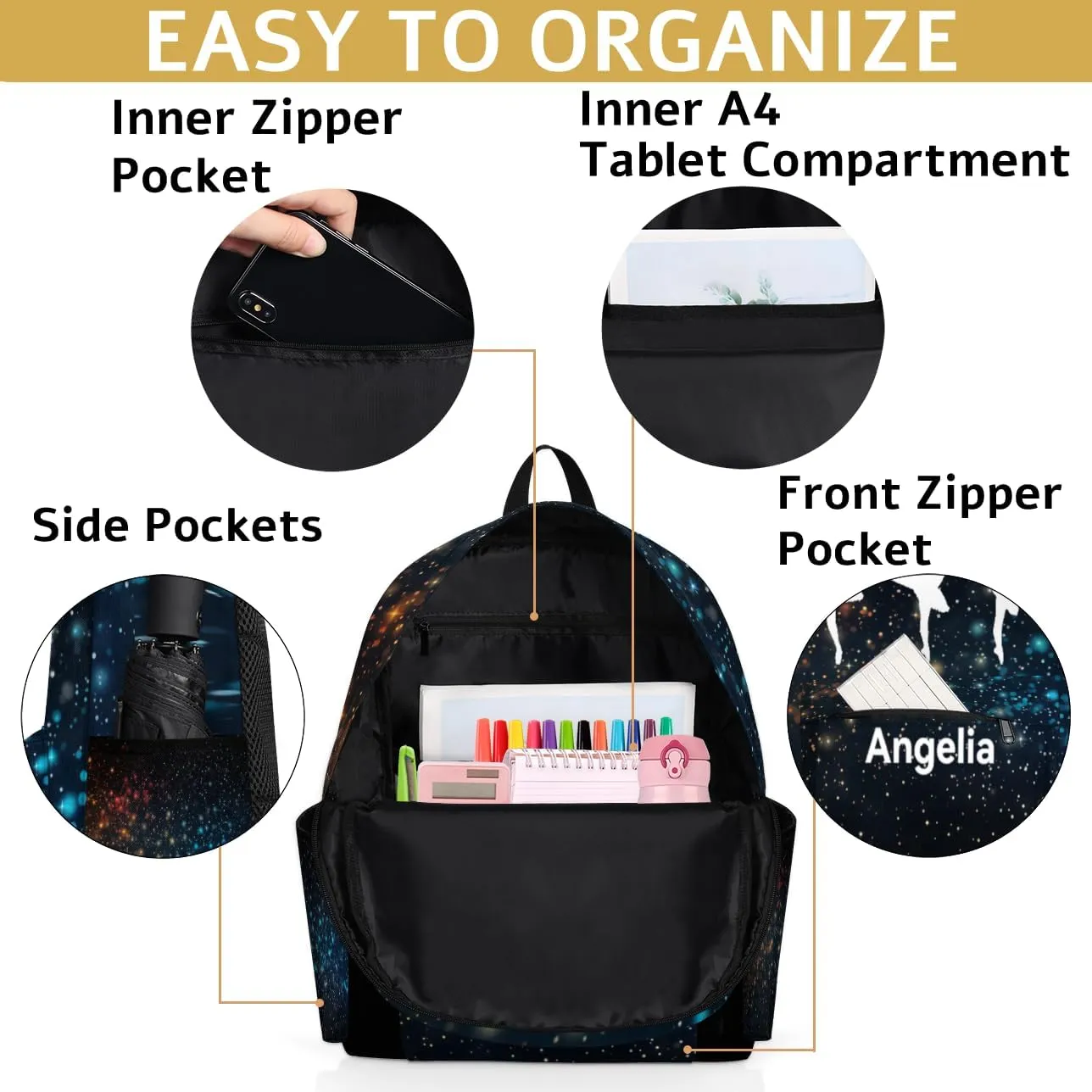 Galaxy Universe Dance Customized Kids Backpack for Girls Ballet Personalized Preschool Toddler Backpack Kindergarten Nursery Bookbag Travel Children School Bag