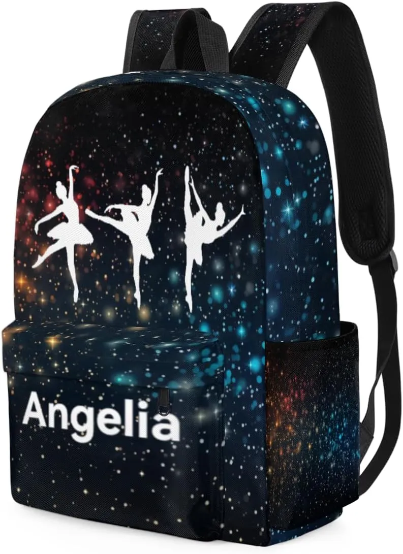 Galaxy Universe Dance Customized Kids Backpack for Girls Ballet Personalized Preschool Toddler Backpack Kindergarten Nursery Bookbag Travel Children School Bag