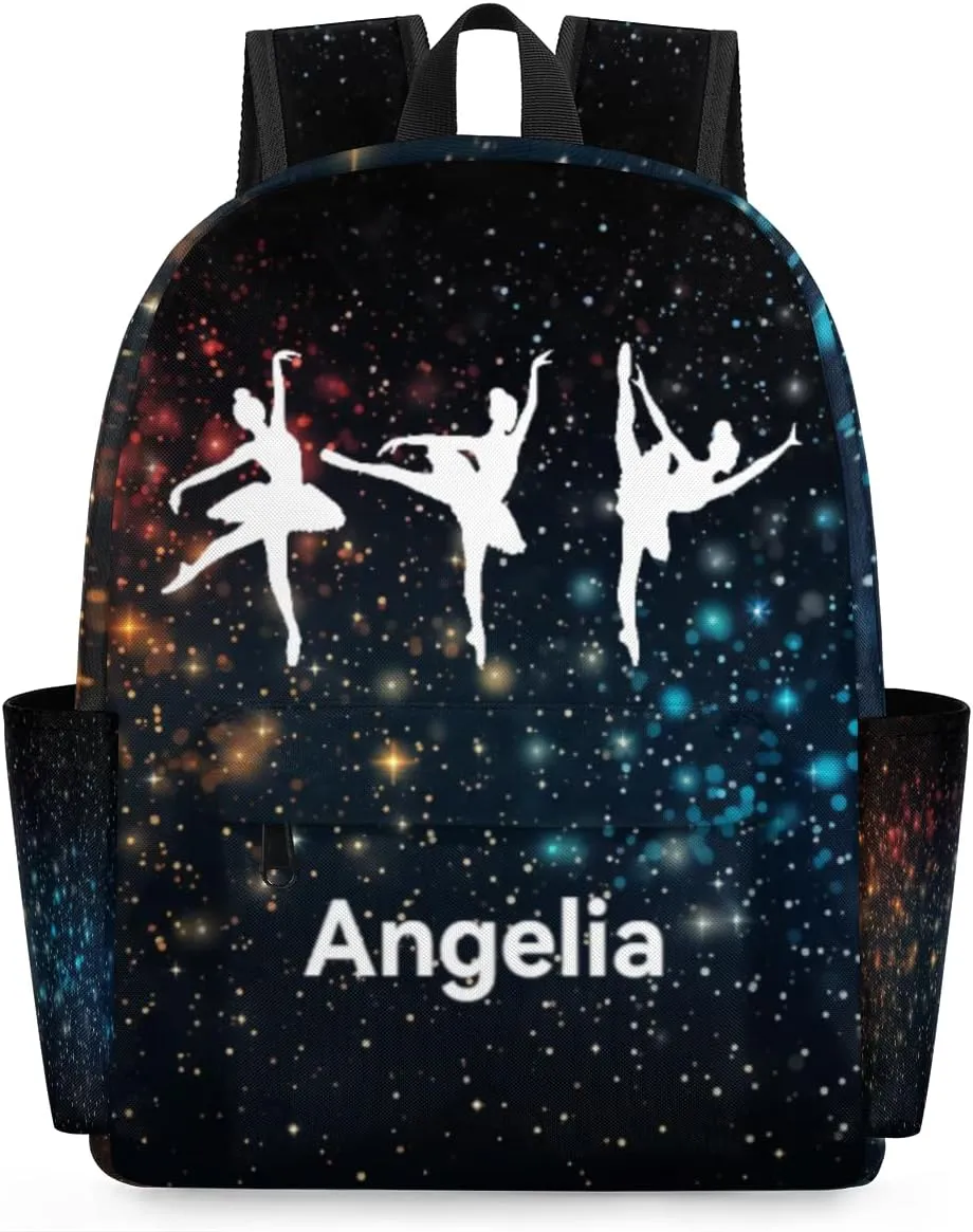 Galaxy Universe Dance Customized Kids Backpack for Girls Ballet Personalized Preschool Toddler Backpack Kindergarten Nursery Bookbag Travel Children School Bag