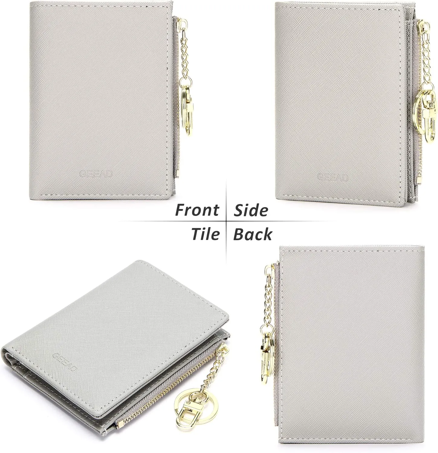 GEEAD Small Wallets for Women Bifold Slim Coin Purse Zipper ID Card Holder