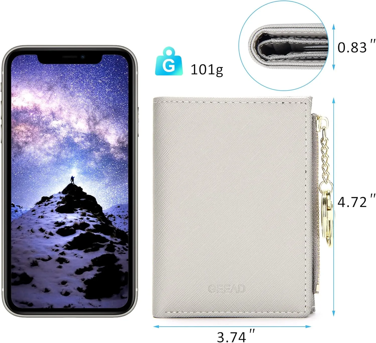 GEEAD Small Wallets for Women Bifold Slim Coin Purse Zipper ID Card Holder