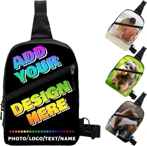 Generic Custom Sling Bag, Personalized Crossbody Bags for Men Women, Customize Image Logo Text Sling Shoulder Backpack, Chest Bag for Travel Hiking Daypack for Sports Outdoor, Style-2