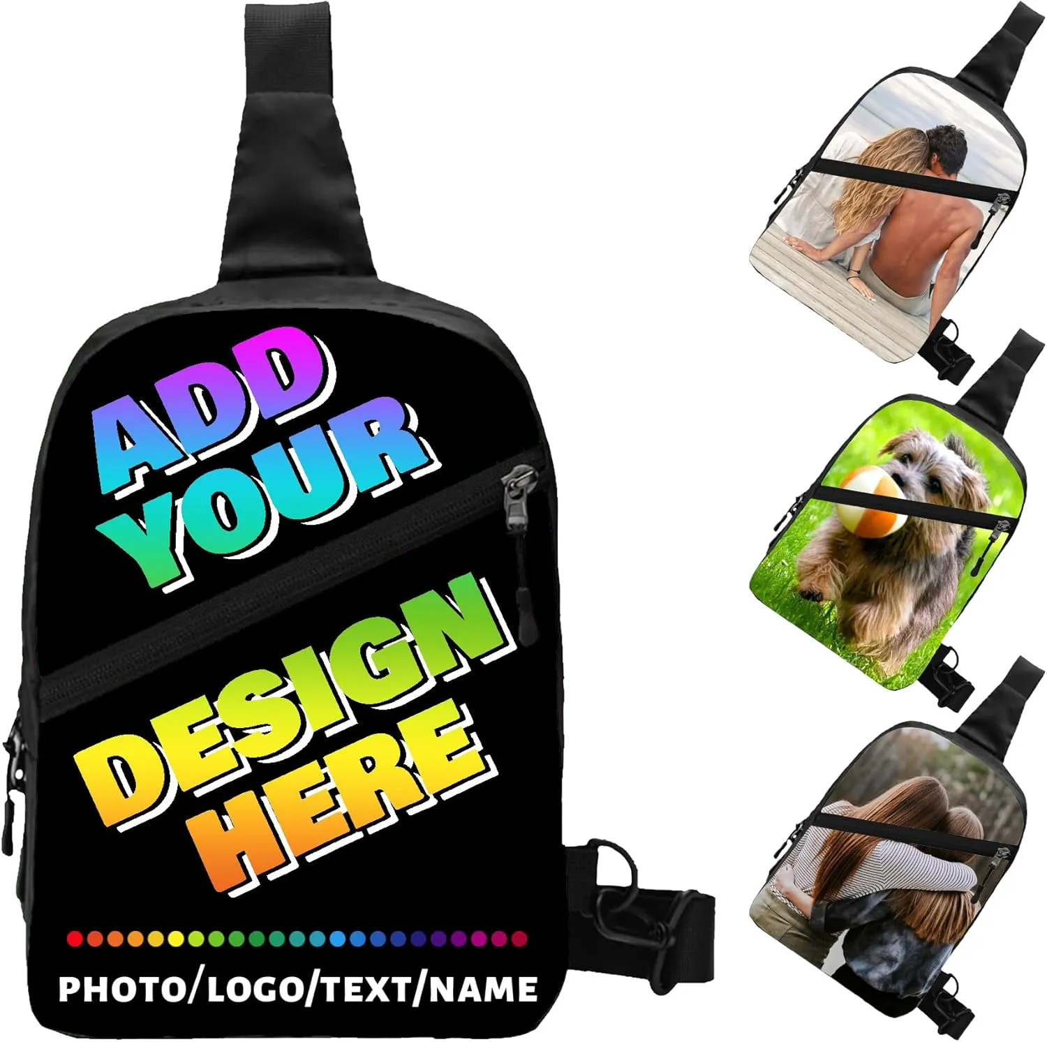 Generic Custom Sling Bag, Personalized Crossbody Bags for Men Women, Customize Image Logo Text Sling Shoulder Backpack, Chest Bag for Travel Hiking Daypack for Sports Outdoor, Style-2