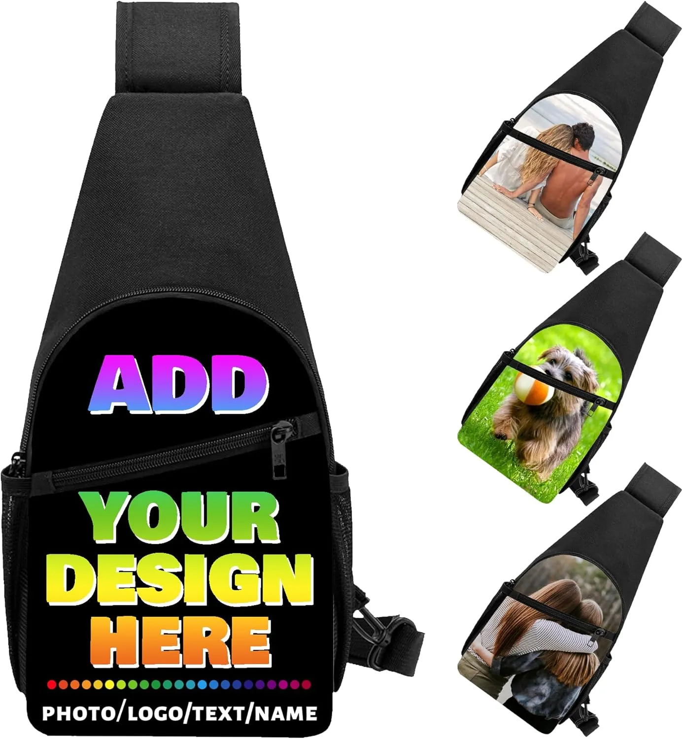 Generic Custom Sling Bag, Personalized Crossbody Bags for Men Women, Customize Image Logo Text Sling Shoulder Backpack, Chest Bag for Travel Hiking Daypack for Sports Outdoor, Style-3