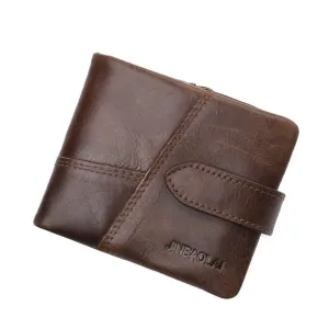 Genuine Leather Men Wallet Male Clutch Zipper Around Wallets Men Small Short Money Bag Pocket Mltifunction Purses Card Holder