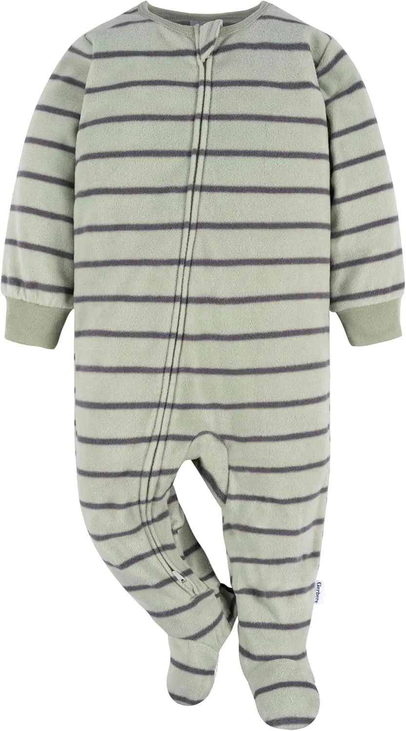 Gerber Baby Boys' Toddler Loose Fit Flame Resistant Fleece Footed Pajamas 2-Pack