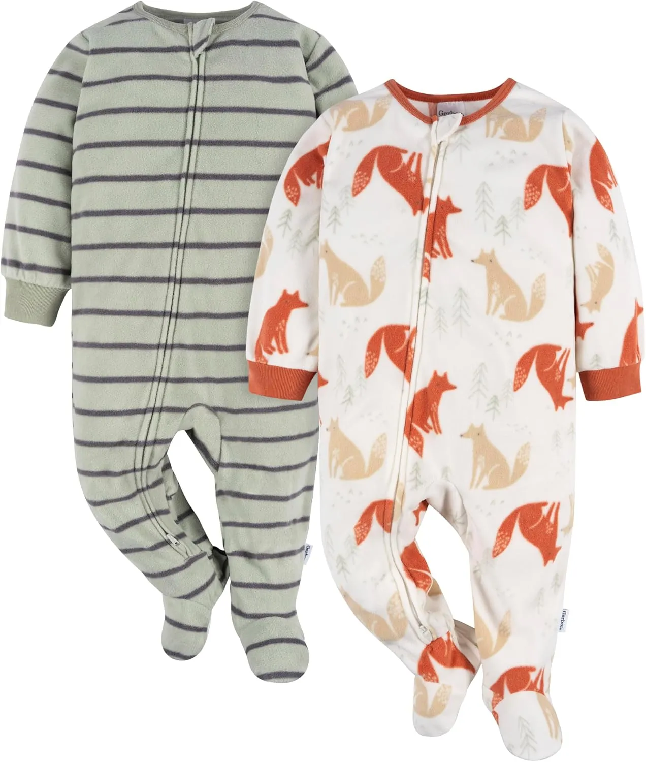 Gerber Baby Boys' Toddler Loose Fit Flame Resistant Fleece Footed Pajamas 2-Pack
