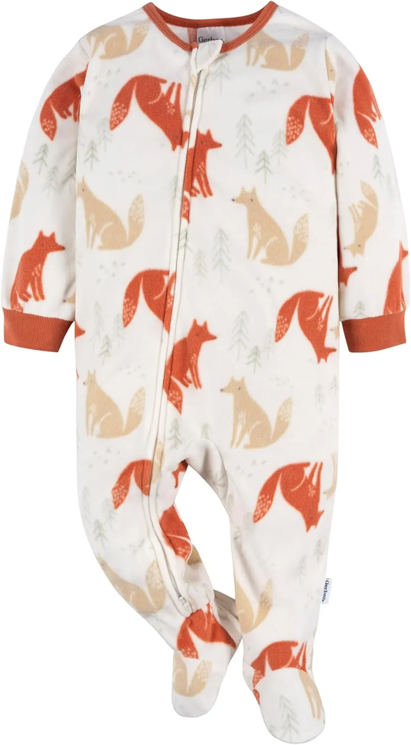 Gerber Baby Boys' Toddler Loose Fit Flame Resistant Fleece Footed Pajamas 2-Pack