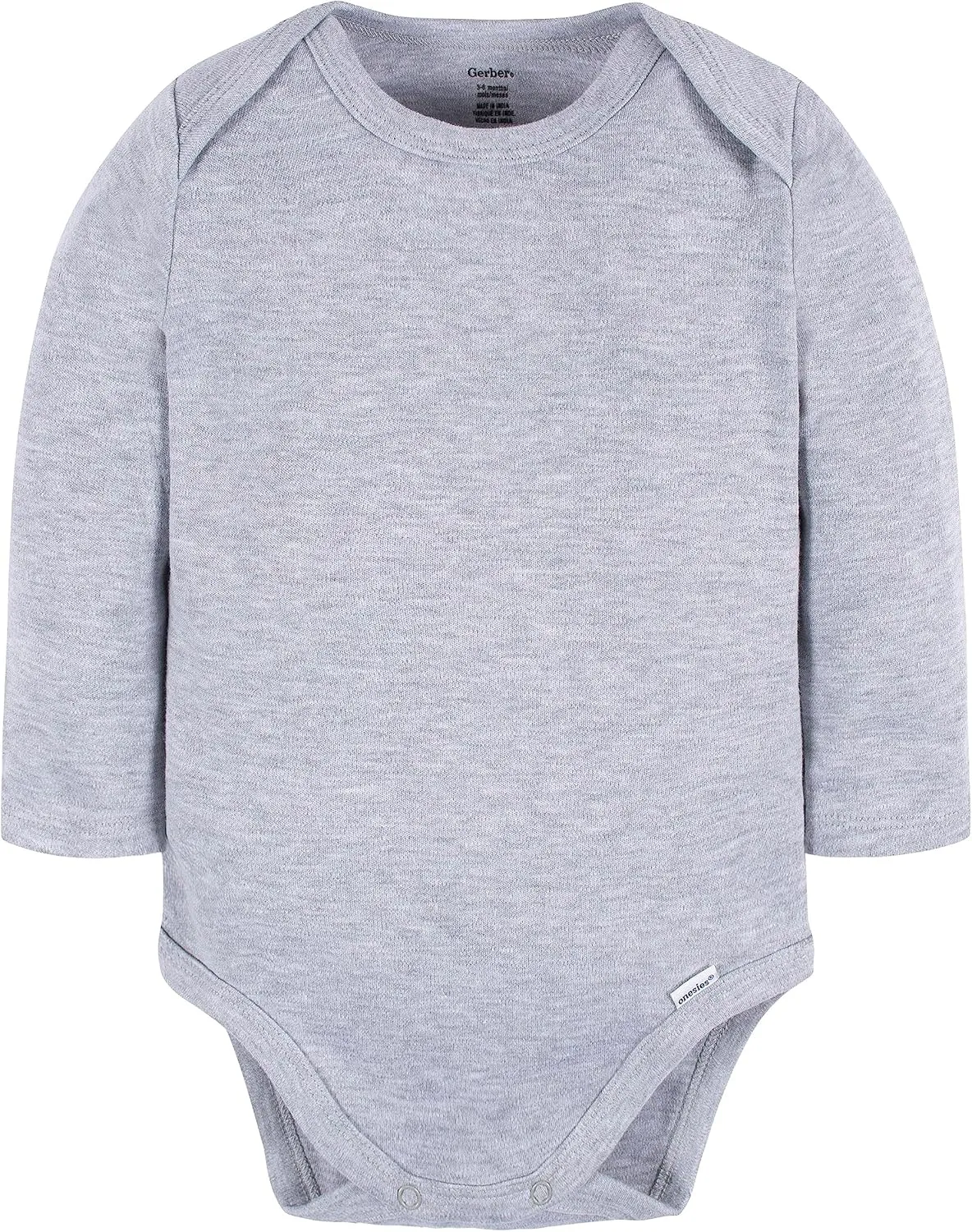 Gerber Baby Long Sleeve Solid Onesies Multi-Pack Interlock 180 Gsm