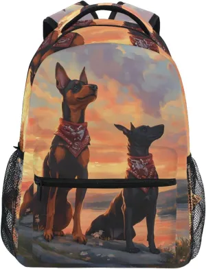 German Shepherd Dogs Sunset Backpack 3rd 4th 5th Grade School Bookbag Travel Laptop Daypack Bag Purse for Boys Girls Teens