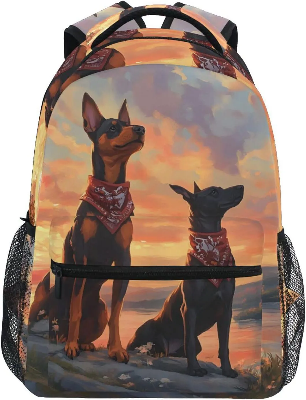 German Shepherd Dogs Sunset Backpack 3rd 4th 5th Grade School Bookbag Travel Laptop Daypack Bag Purse for Boys Girls Teens