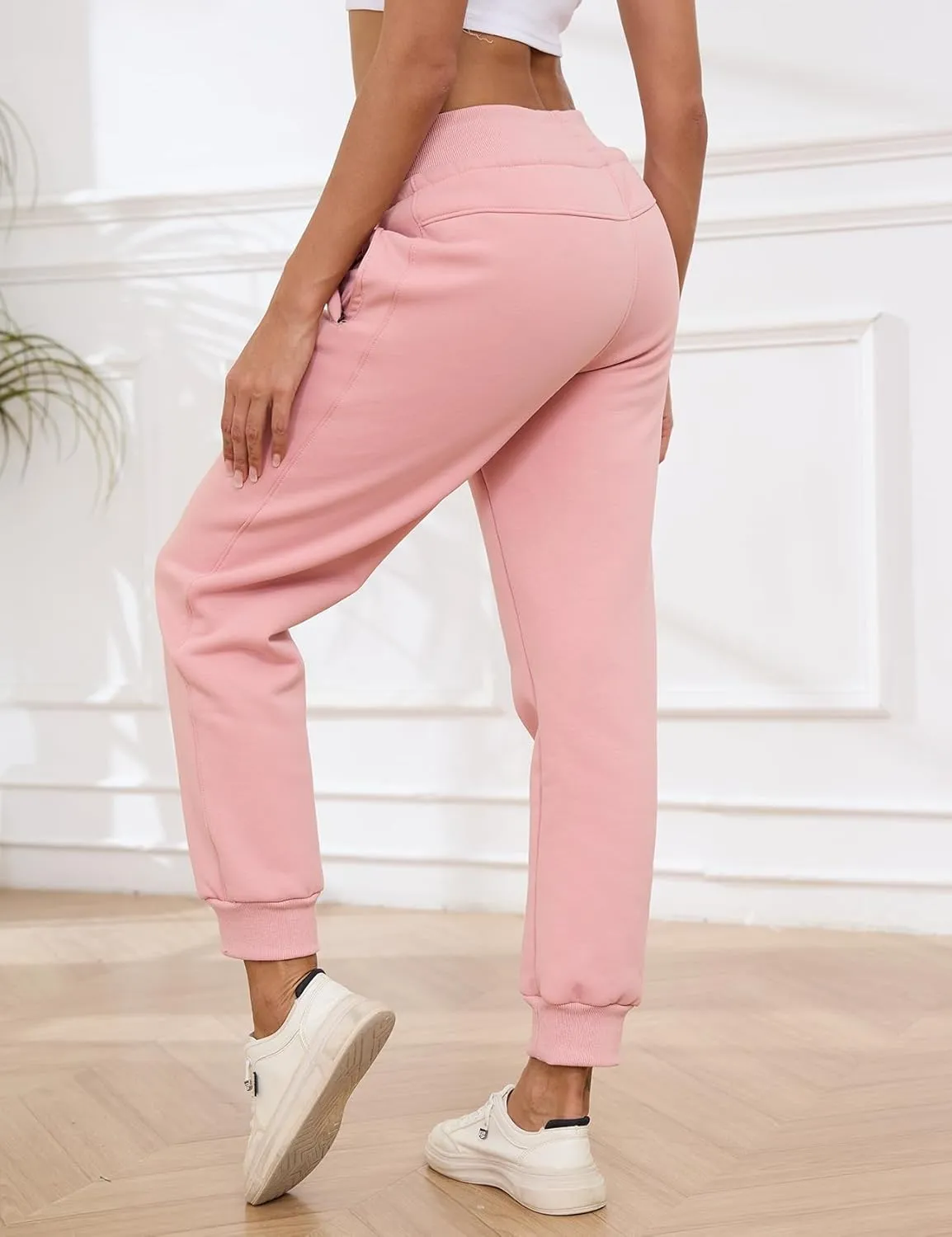 Gihuo Women's Sherpa Lined Sweatpants Winter Casual Jogger Sweat Pants Warm Athletic Thermal Fleece Lining Lounge Pants