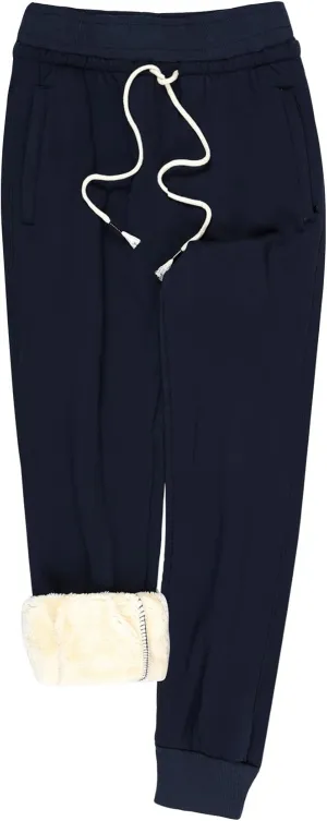 Gihuo Women's Sherpa Lined Sweatpants Winter Casual Jogger Sweat Pants Warm Athletic Thermal Fleece Lining Lounge Pants