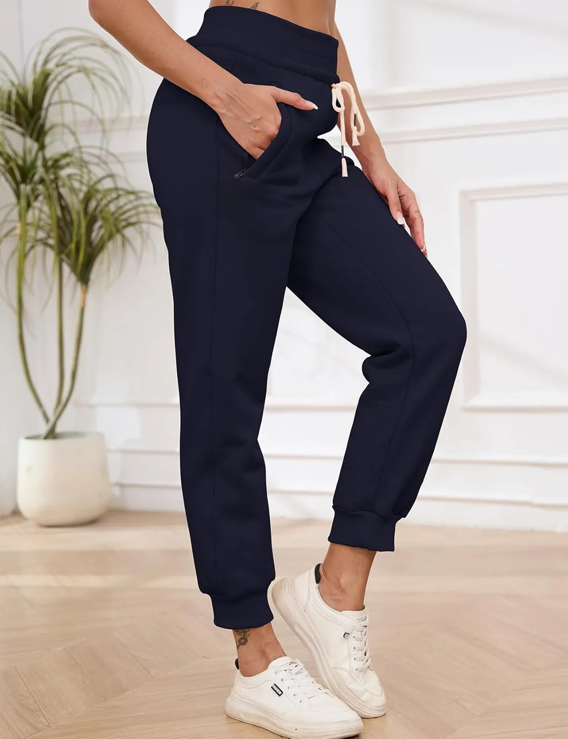 Gihuo Women's Sherpa Lined Sweatpants Winter Casual Jogger Sweat Pants Warm Athletic Thermal Fleece Lining Lounge Pants