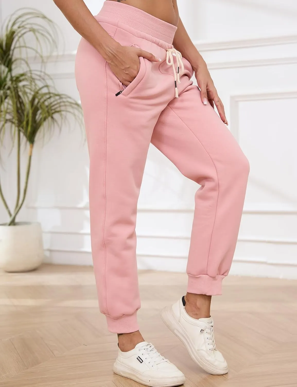 Gihuo Women's Sherpa Lined Sweatpants Winter Casual Jogger Sweat Pants Warm Athletic Thermal Fleece Lining Lounge Pants